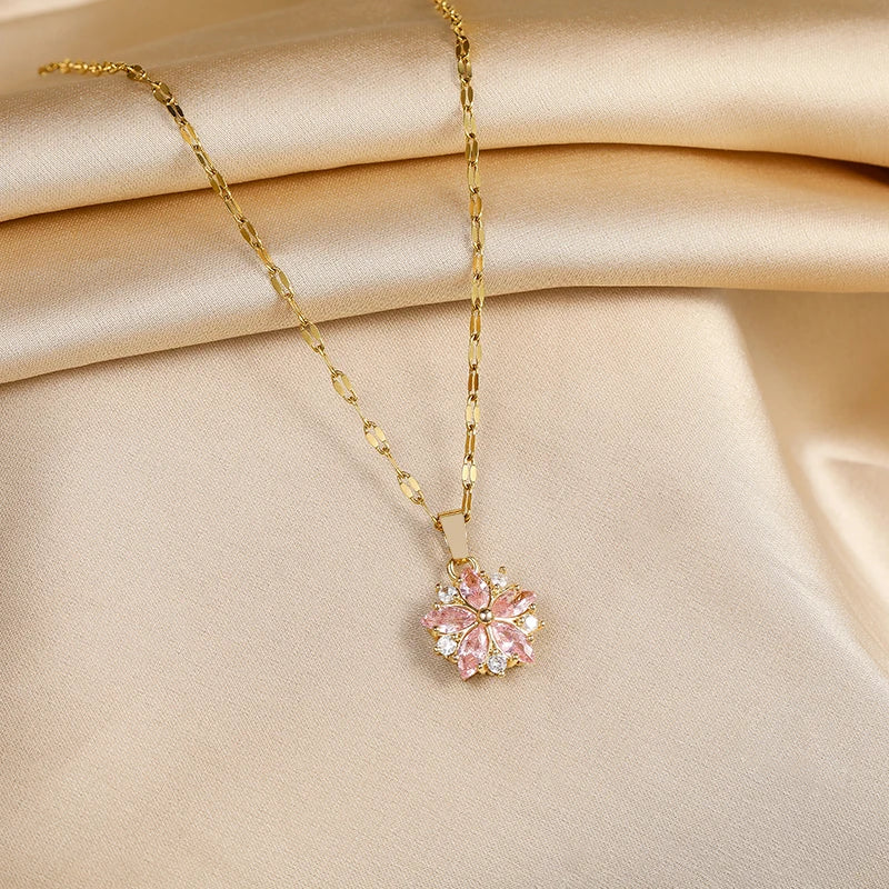 Κολιέ Sakura Rose Romantique από Ανοξείδωτο Χάλυβα